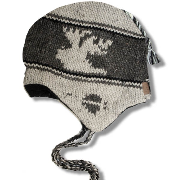 Earflap Hat for Men and 100% Wool with Fleece Lining
