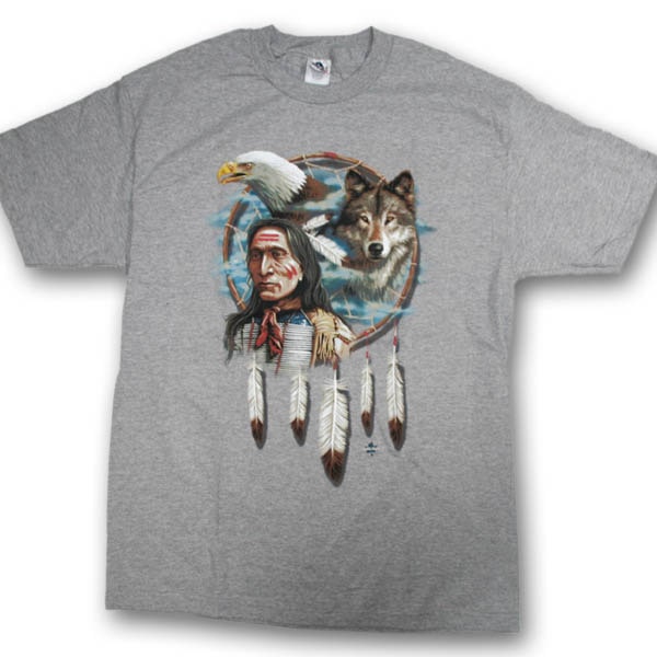 Men and Women T-shirt with Wildlife designs. Sport Grey / Dreamcatcher