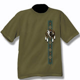 Men and Women T-Shirt with various designs. Military Green / Dreamcatcher 