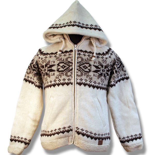 Products Wool Jacket Snowflake with Zip Off Hood for men and women. Snowflake Almond / Beige. Adult wool sweater winter jacket for men and women Canada souvenir design handmade adult wool sweater winter Jacket for men and women Canada souvenir design handmade northern lifestyle Canada 100%wool easy online shopping coat vest Nepal best quality winter spring all seasons Outwear.