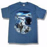 Men and Women T-Shirt with various designs. Slate / Inuit Scene