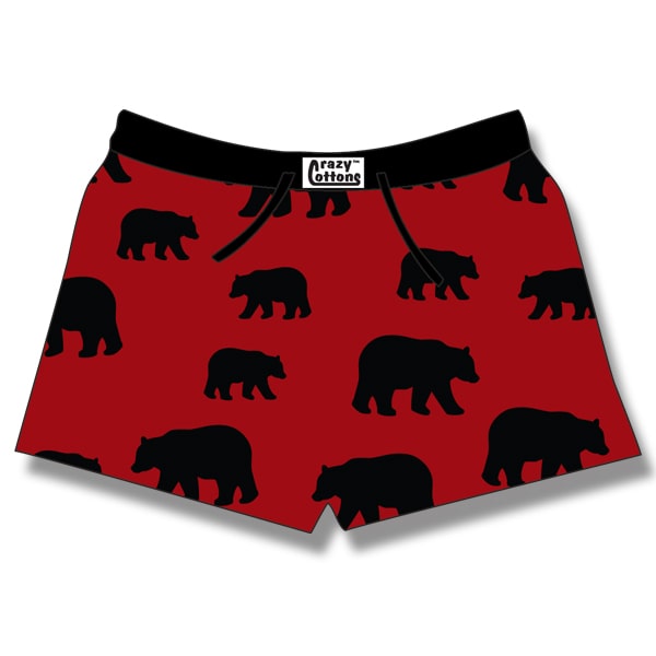 Women s Red Allover Bear Boxer Shorts