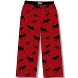 Men and Women Pyjamas Pants. Red Allover Moose