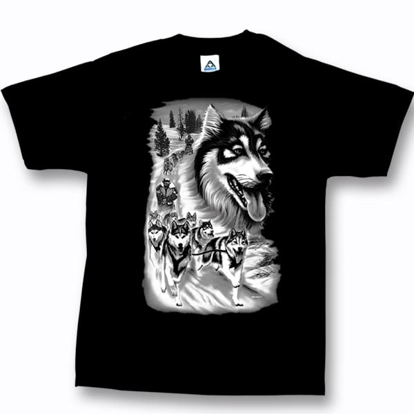 Youth T-Shirt with Quadratone/Animal Designs / Black / Husky