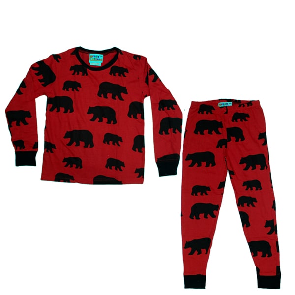 Kids Pyjamas Set. Red ollover Bear / long sleeve