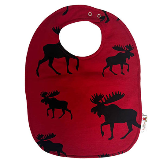Bibs W/Allover Moose Print - Red