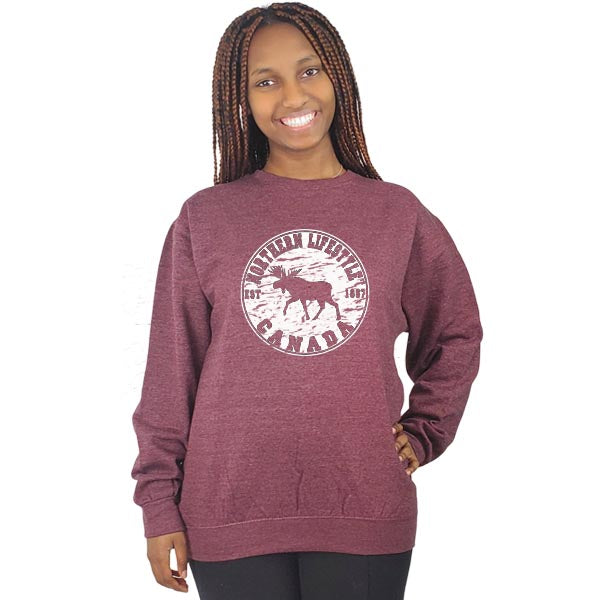 Men and Women's Fleece Crewneck Sweatshirt With Moose Lifestyle designs