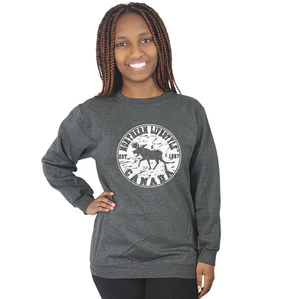 Men and Women's Fleece Crewneck Sweatshirt With Moose Lifestyle designs