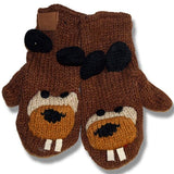 Products Wool Animal Mittens for Men and Women. Beaver