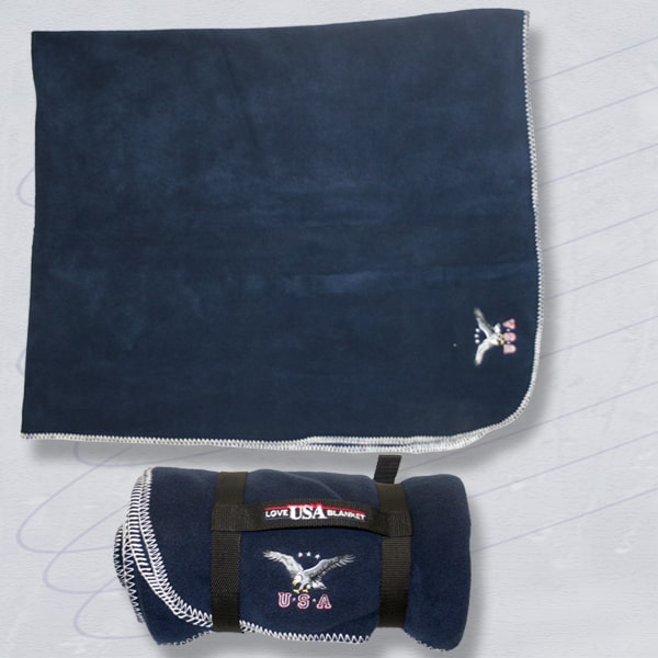 Navy USA Eagle Polar Fleece Blanket