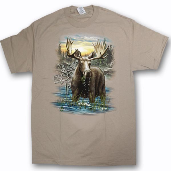 Men and Women T-shirt with Wildlife designs. Sand / Moose 