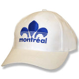 Men and Women's Baseball caps. Adds Montreal Fleur de Lys. White