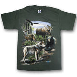 Youth T-shirt with Various designs / Kelp Green / Wildlife Collage