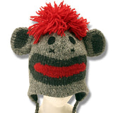 Wool Animal Head Tuques/Hats for Kids. Grey Monkey