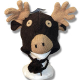 Wool Animal Head Tuques/Hats for Kids. Chocolate Moose