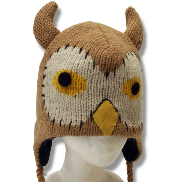 Wool Animal Head Tuques / Hats for Men and Women / Owl 