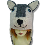 Wool Animal Head Tuques/Hats for Kids. Wolf 