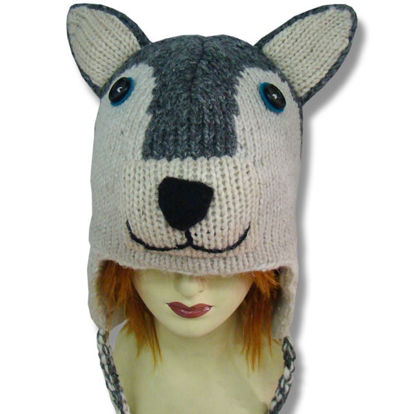 Tuques tête d'animal pour enfants. 100% laine avec doublure polaire. Fabriqué à la main au Népal.