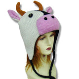 Wool Animal Head Tuques/Hats for Kids. Cow