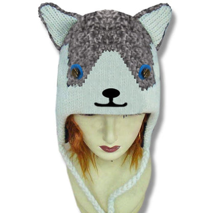 Wool Animal Head Tuques / Hats for Men and Women / Husky #1 