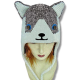 Wool Animal Head Tuques/Hats for Kids. Husky#1