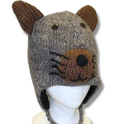 Wool Animal Head Tuques/Hats for Kids. Otter