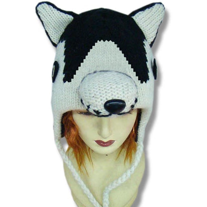 Wool Animal Head Tuques/Hats for Kids. Husky #2