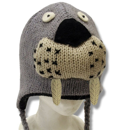 Wool Animal Head Tuques/Hats for Kids. Walrus