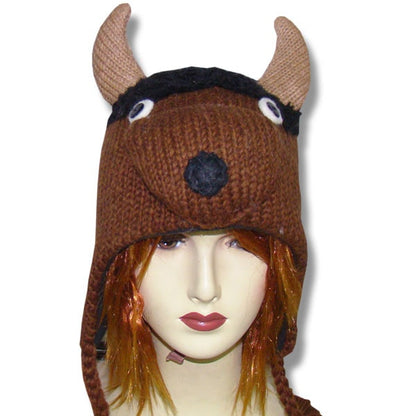 Wool Animal Head Tuques / Hats for Men and Women / Buffalo 