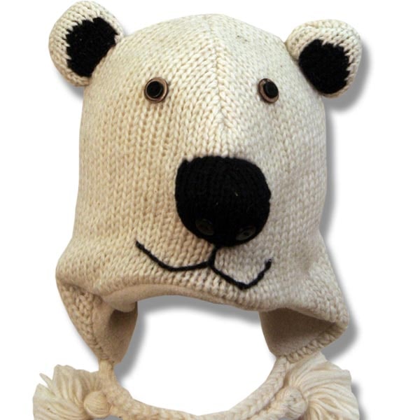 Wool Animal Head Tuques / Hats for Men and Women /Comic Polar Bear 