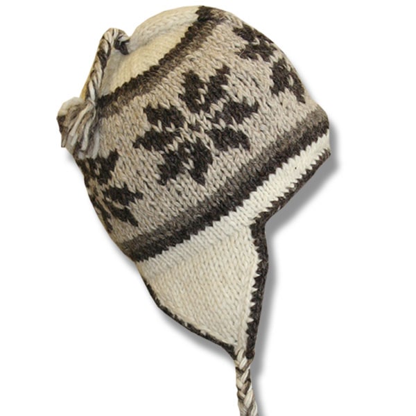 Wool Earflap Hat for Men and Women / Almond / Beige Mix