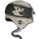 Wool Earflap Hat for Kids. Moose Beige Background