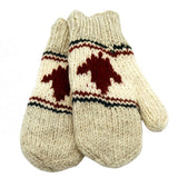 Products Wool Mittens/gloves for Kids/Maple Leaf Beige Background