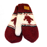 Products Wool Mittens/Gloves for Kids/Maple Leaf Burgundy Background