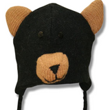 Wool Animal Head Tuques/Hats for Kids. Black Bear 