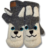 Wool Animal Mittens for Kids / Wolf