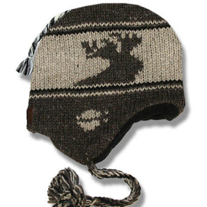 Wool Earflap Hat for Kids. Moose Brown Background