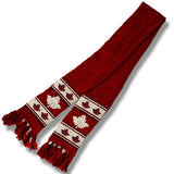 Wool Scarf for Men and Women. Maple Leaf / Burgandy Background