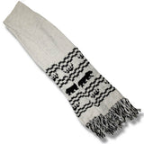 Wool Scarf for Men and Women. Black Bear / Off White