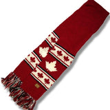 Wool Scarf for Men and Women. Maple Leaf / Red and White
