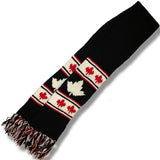 Wool Scarf for Men and Women. Maple Leaf Black Background