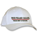 Men and Women's Baseball caps. Your Village Called. White Adjustable Caps.