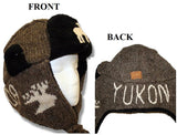 Wool Pilot Hats with fur trim for Men and Women. Brown with Moose Yukon 