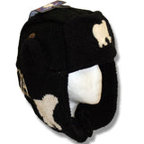 Wool Pilot Hats with fur trim for Men and Women. Black with Polar Bear Canada