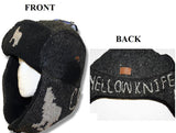 Wool Pilot Hats with fur trim for Men and Women. Charcoal with Grey Wolf Yellowknife  