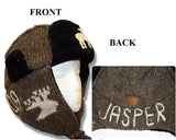 Wool Pilot Hats with fur trim for Men and Women. Brown with Moose Jasper 