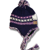 Wool Earflap hat with POMPOM for Men and Woman / Purple / Pink Mix