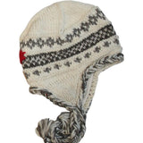 Products Wool Earflap Hat with Tassle for Men and Women. Off white/Brown Mix