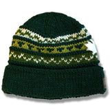 Wool Roll Up Tuque / Hat for Men and Women. Green Mix