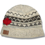 Wool Roll Up Tuque / Hat for Men and Women. Almond / Beige Mix
